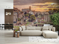 Rome-inspired archway mural with soft beige color for bedroom headboard wall