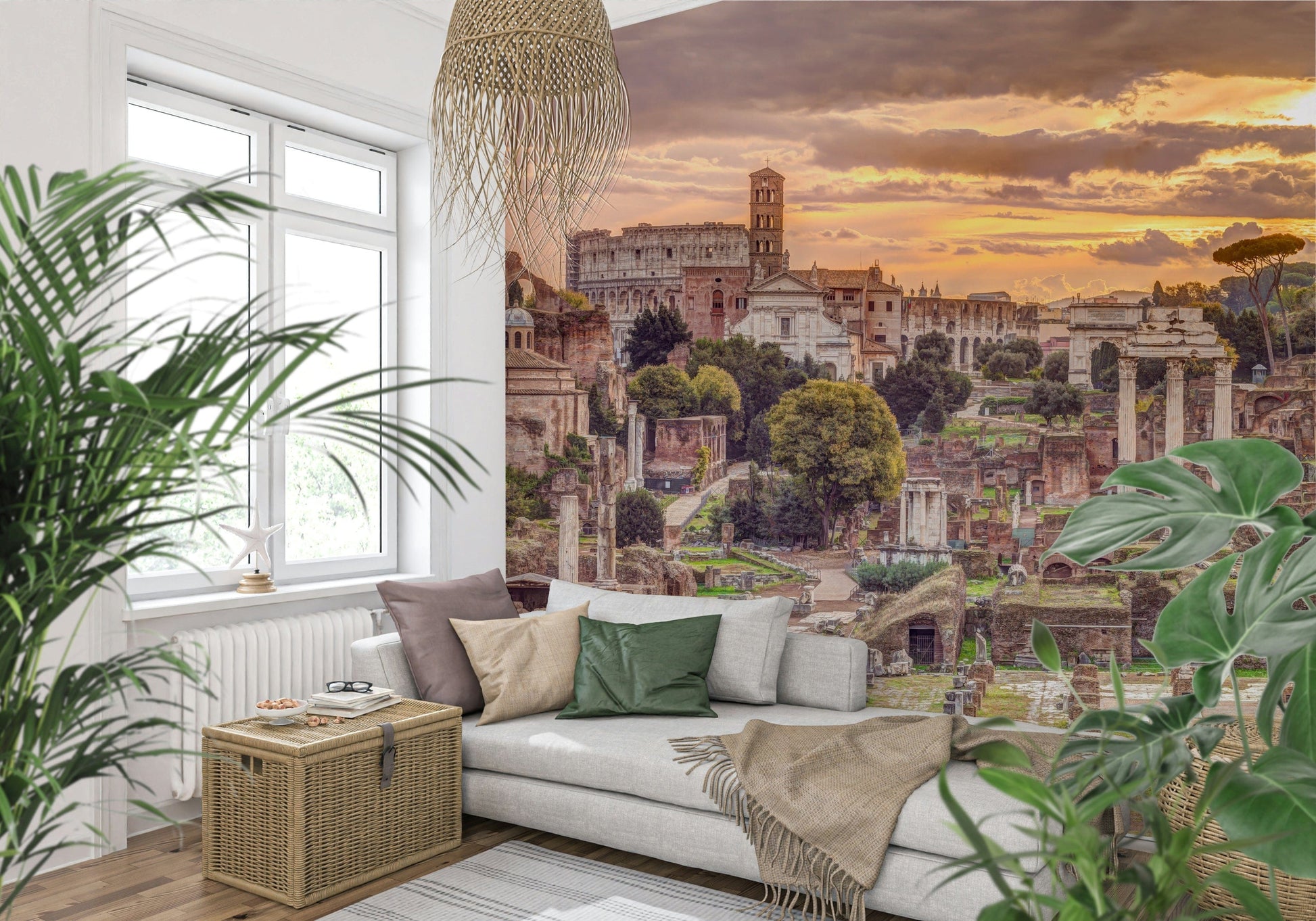 Colosseum-style arches wallpaper mural for modern bedroom accent wall