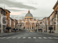 Eternal City Vista warm glow cathedral dome wallpaper for walls.