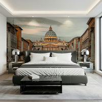 Architectural wonder Eternal City Vista wallpaper mural twilight shadows building.