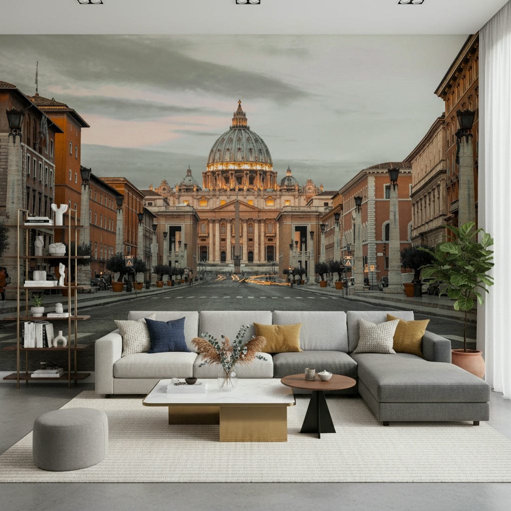 Morning glow Eternal City Vista peel and stick wallpaper historic.