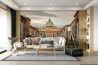 Urban Rome scenery Eternal City Vista wallpaper for walls gold.