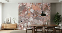Premium Rose Blush Terrazzo Tile wallpaper stone look flooring concrete aesthetic feel.