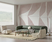 A peaceful flower design mural on decorative wallpaper.

