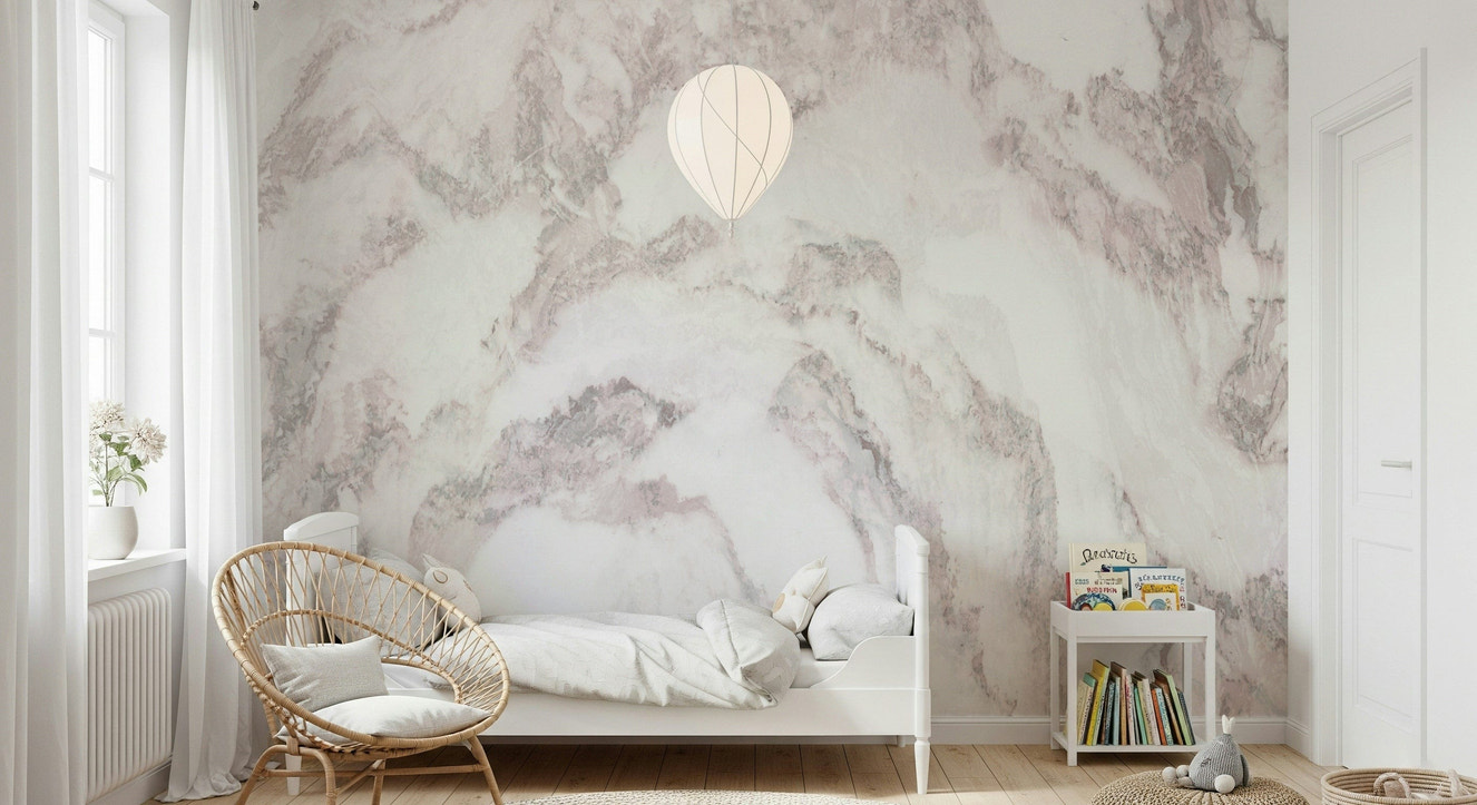Rose Quartz Marble Wall Mural featuring soft pink marble textures with natural veining for elegant, sophisticated interiors.