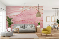 Wall mural with a rose quartz pattern.

