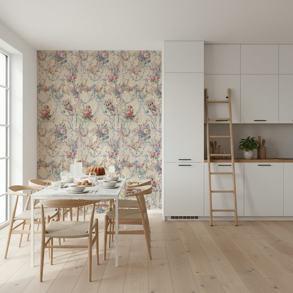 Beautiful Ribbon Rose Serenade Chinoiserie blush pink flowers.