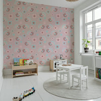 A traditional-style Bird Wallpaper featuring a harmonious pattern of birds, known as "rosebirds," and flowers.