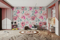 The wallpaper is perfect for a peaceful space.

