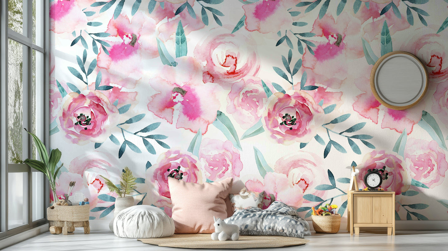 The mural has a soft, graceful feel.

