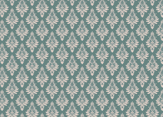 Carta da parati damask verde per pareti eleganti