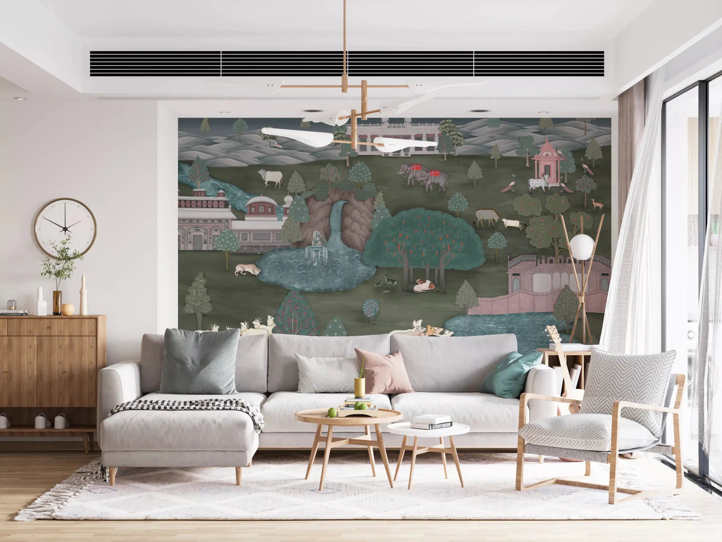 Hallway Royal Wilderness Tapestry wall mural with palace scenery