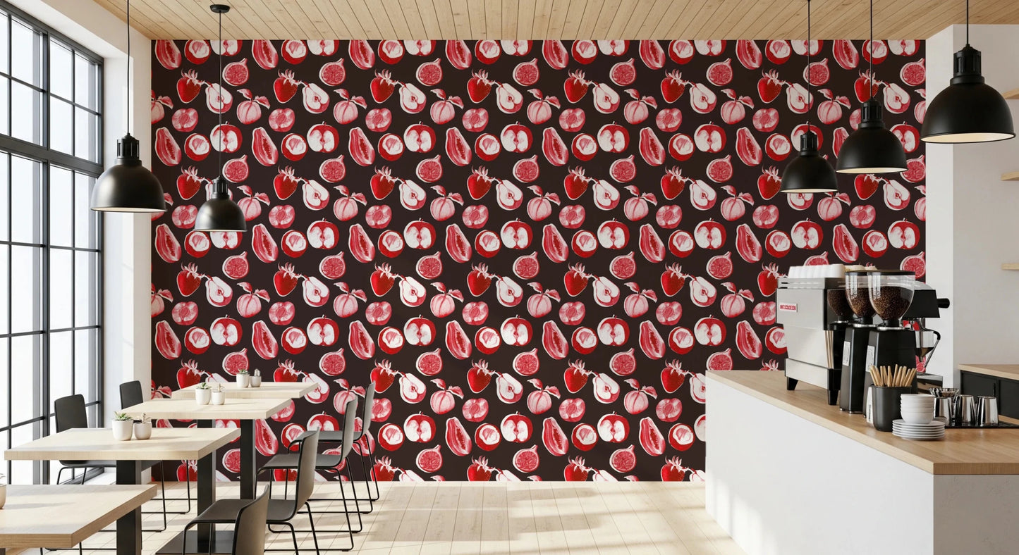Ruby Harvest Retro summer fruits Wallpaper⁠