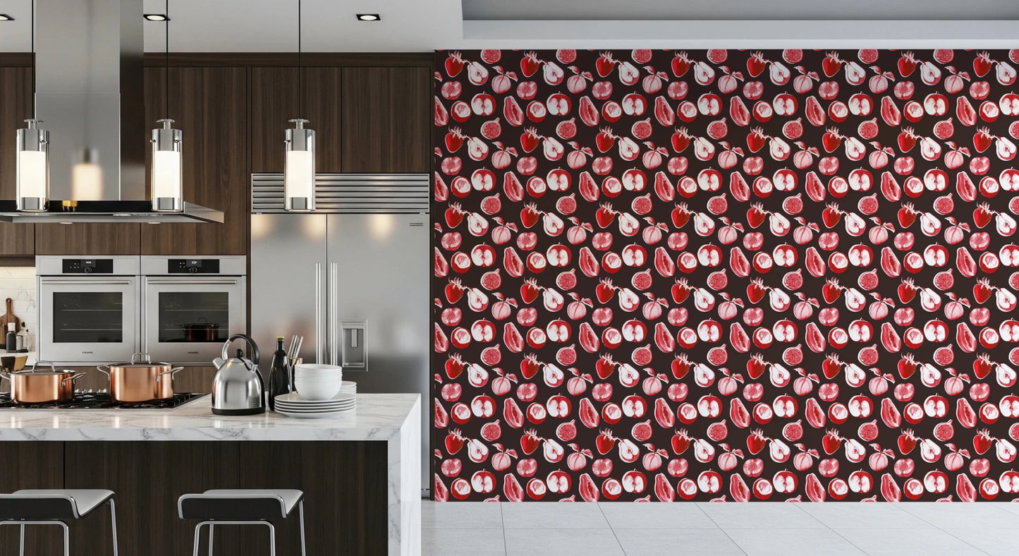 Ruby Harvest Retro summer fruits Wallpaper⁠