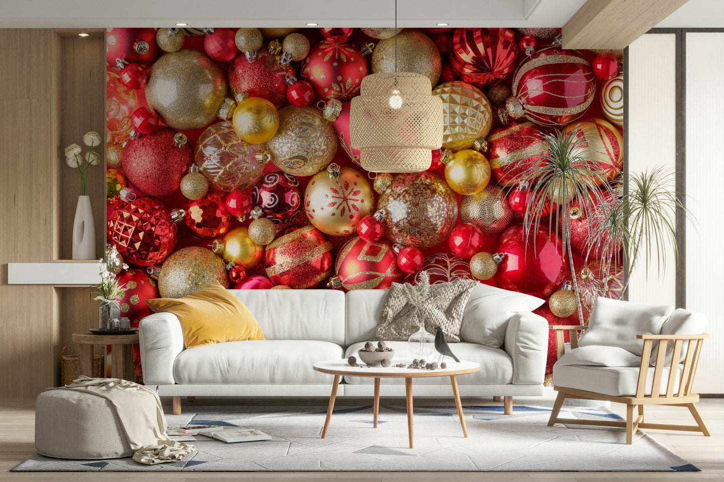 Elegant ruby wallpaper for living rooms

