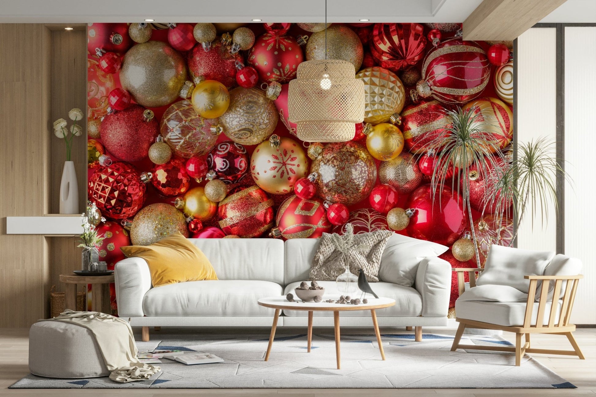 Elegant ruby wallpaper for living rooms

