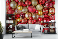 Rich red wallpaper creating depth and warmth

