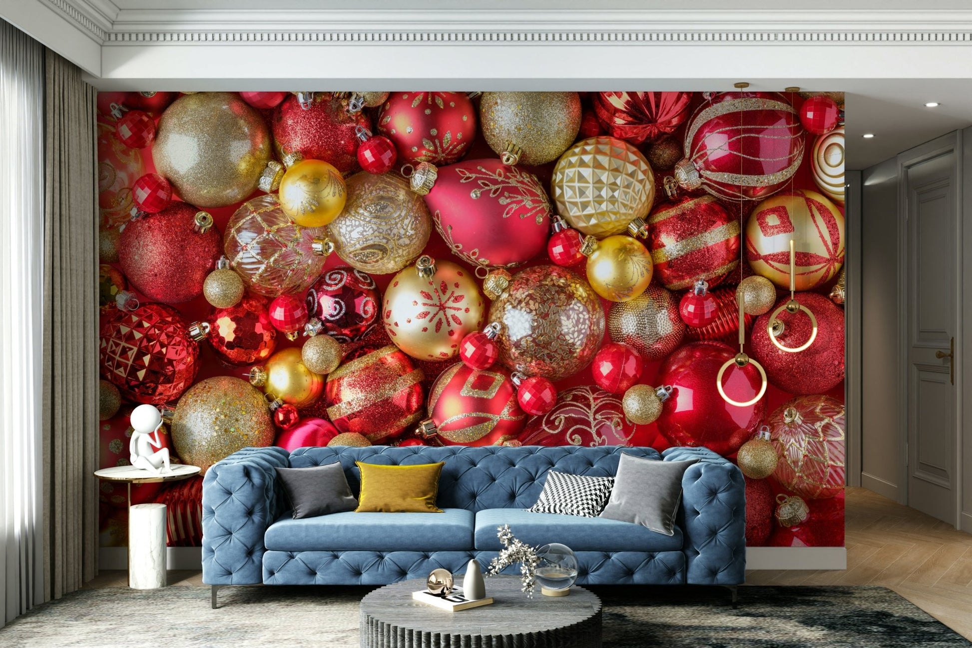 Warm ruby mural for cozy, luxurious spaces

