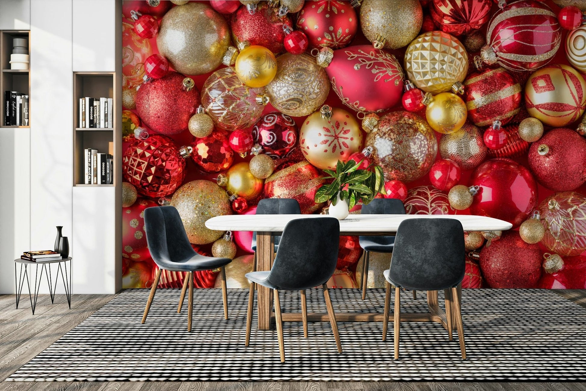 Ruby red wall mural with rich tones

