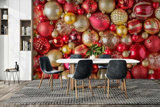 Ruby red wall mural with rich tones

