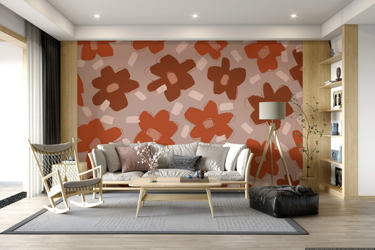 A serene botanical pattern wall mural for your decor.

