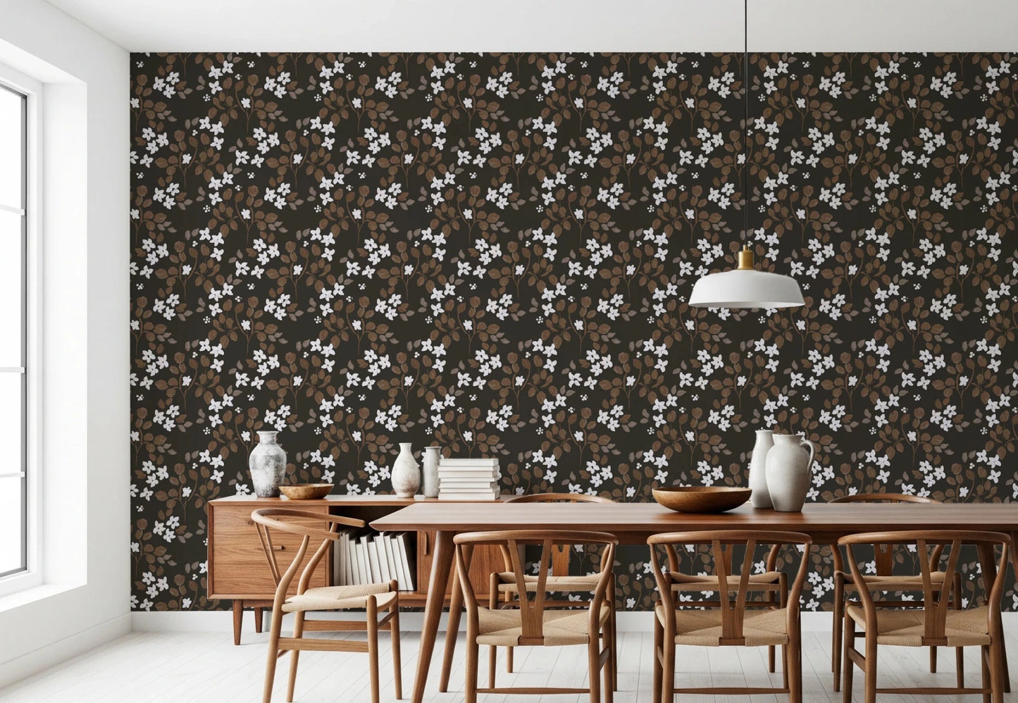 Rustic Bloom Small white oil painted flowers Wallpaper⁠