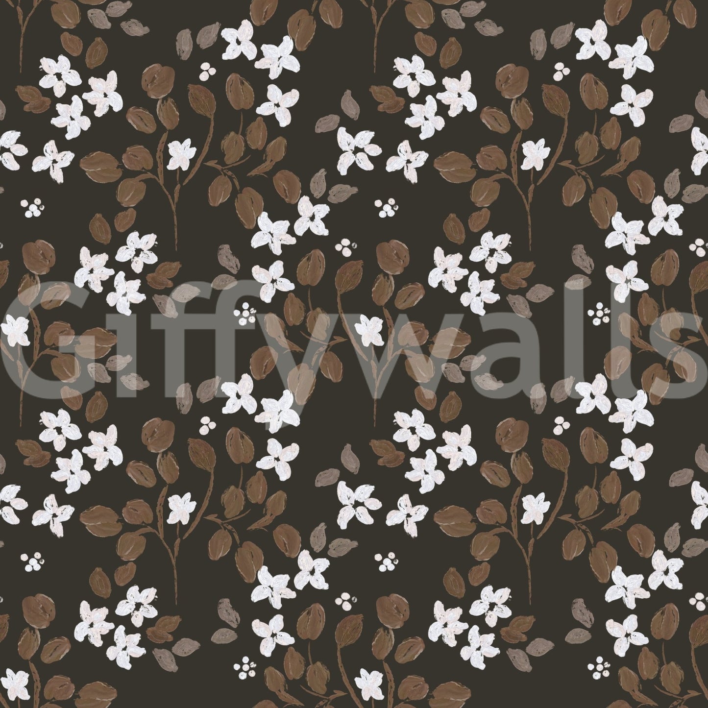 Rustic Bloom Small white oil painted flowers Wallpaper⁠