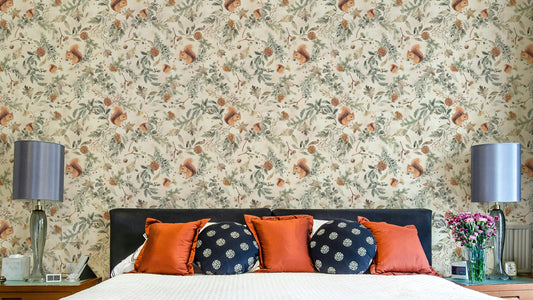 Rustic wallpaper with hand-drawn botanical leaves

