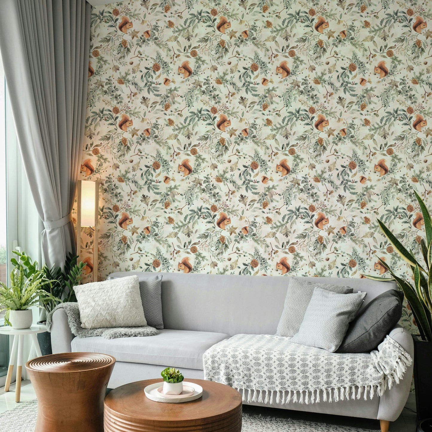 Earth-toned leaf wallpaper for cozy home interiors

