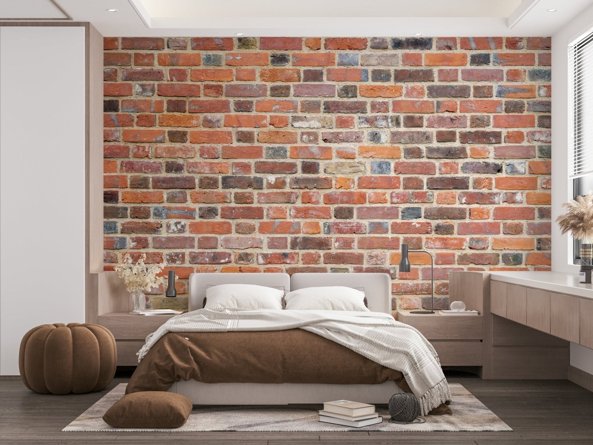 Exposed brick design wallpaper for modern urban spaces.

