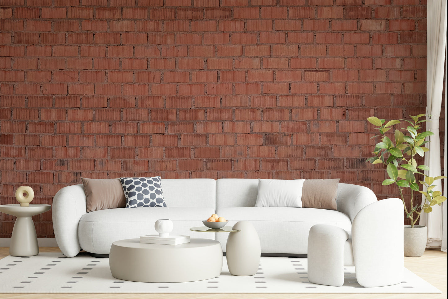Layered worn brick texture in warm earthy palette, wall mural for bedroom