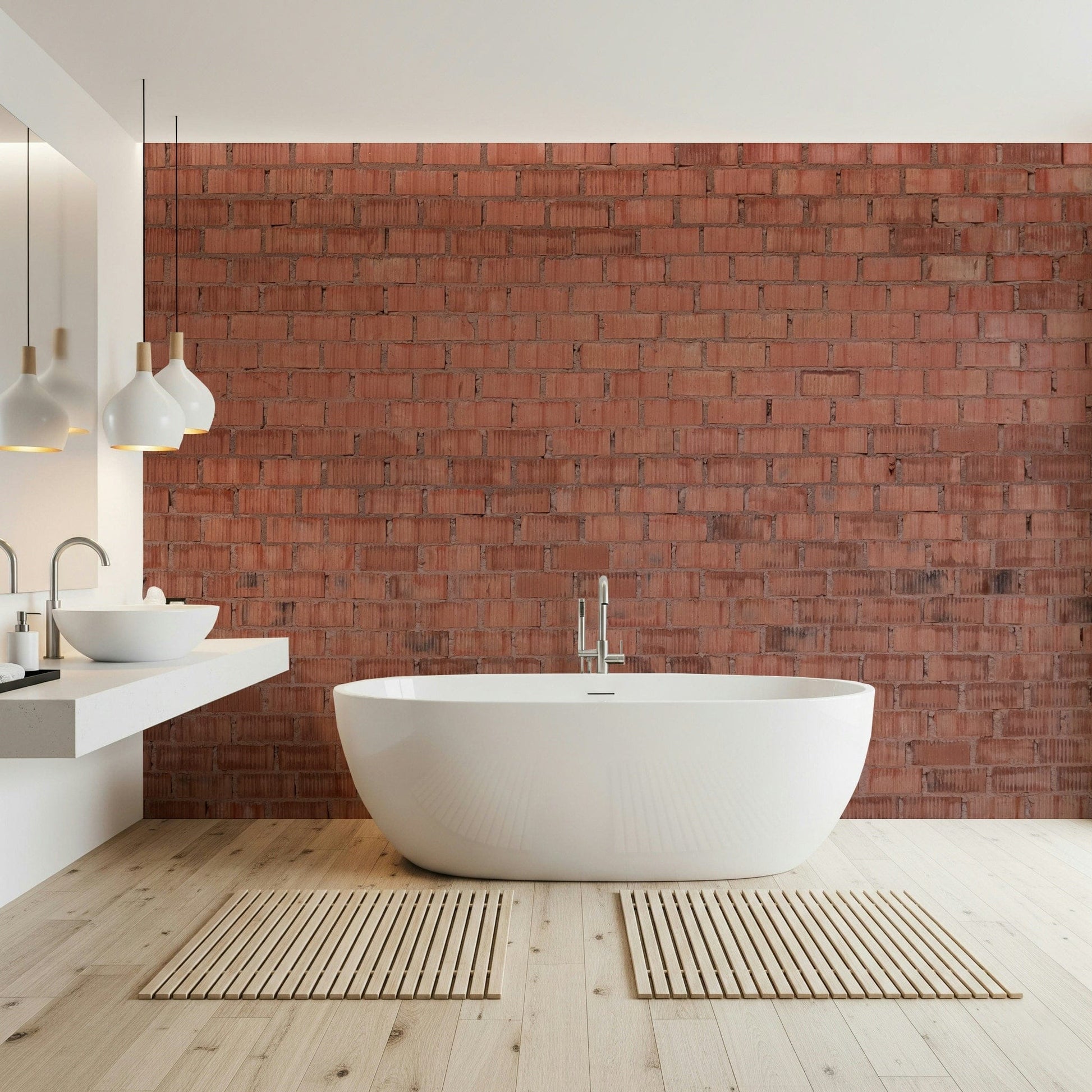 Earthy textured bricks with realistic worn effect, wall mural for living room