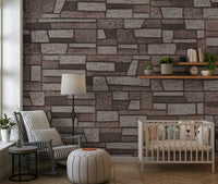Detailed mural highlighting natural brick textures with a rustic charm