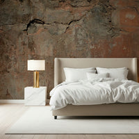 Rustic wall mural featuring soft neutral tones and weathered finish for a farmhouse-style home.