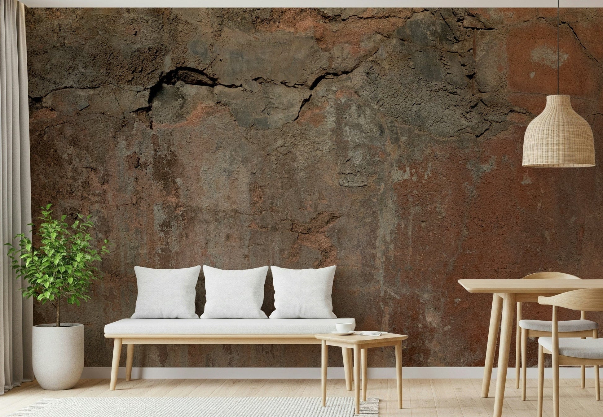 Rustic abstract mural blending tan, terracotta, and sand hues for a soothing wall décor accent.