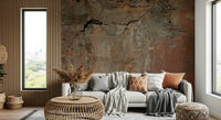 Earth-toned wall mural inspired by natural clay, stone, and soil textures for rustic interior design.