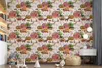 Red barn and horse Farm Life Watercolor wall paper decor.