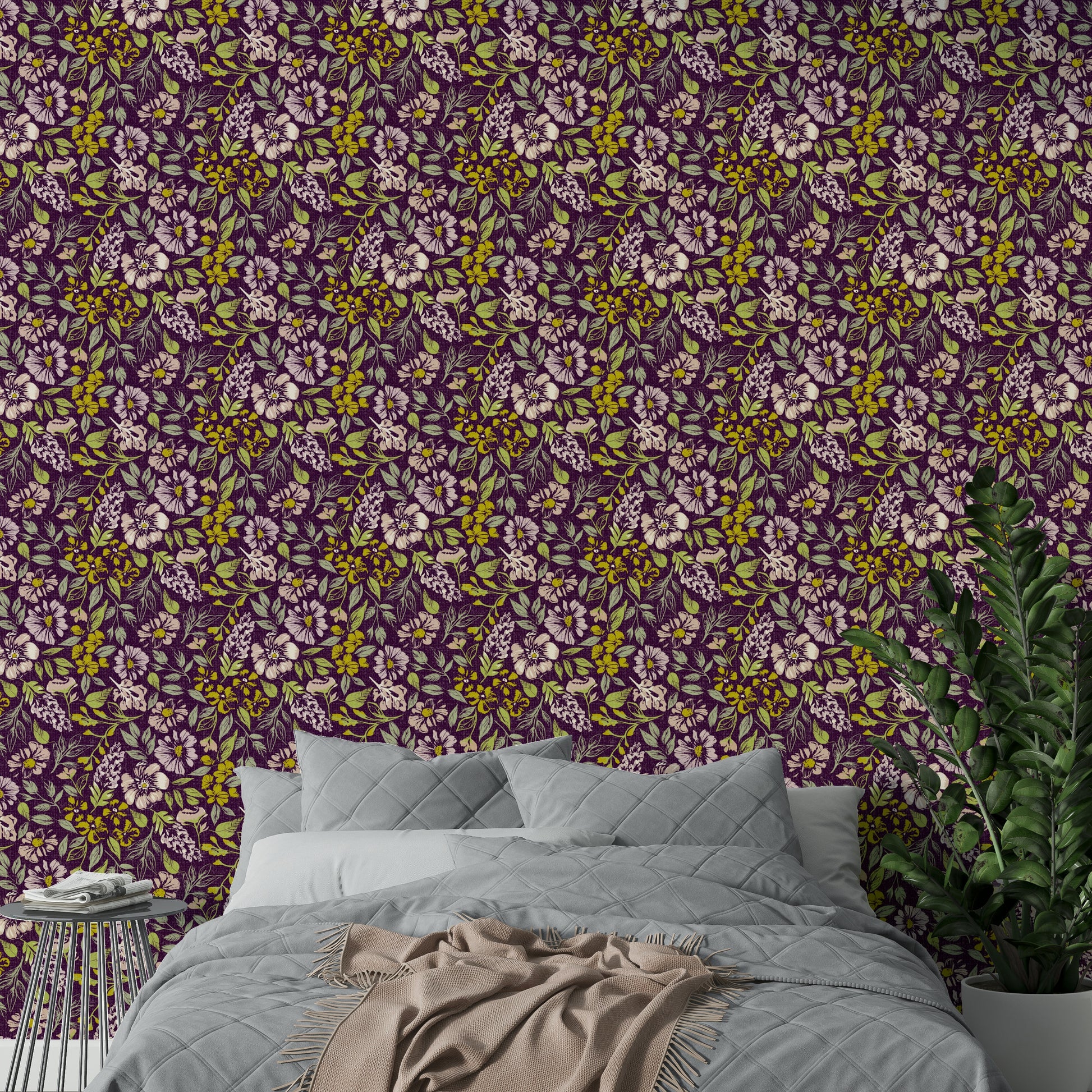 Traditional floral wall mural art

