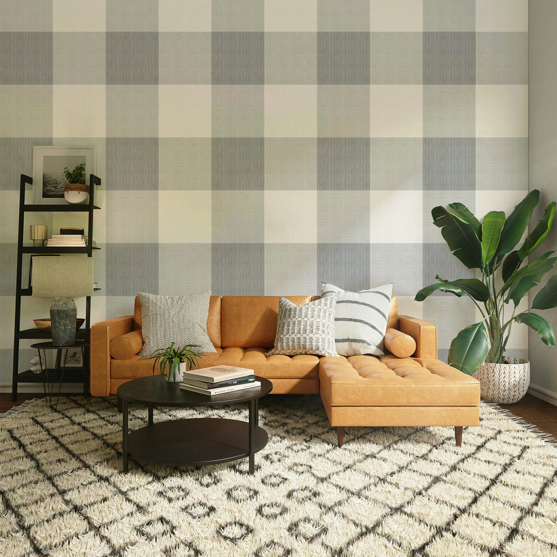 Stylish gray plaid pattern for feature walls

