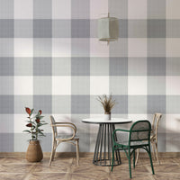 Soft gray plaid wallpaper for modern rustic décor

