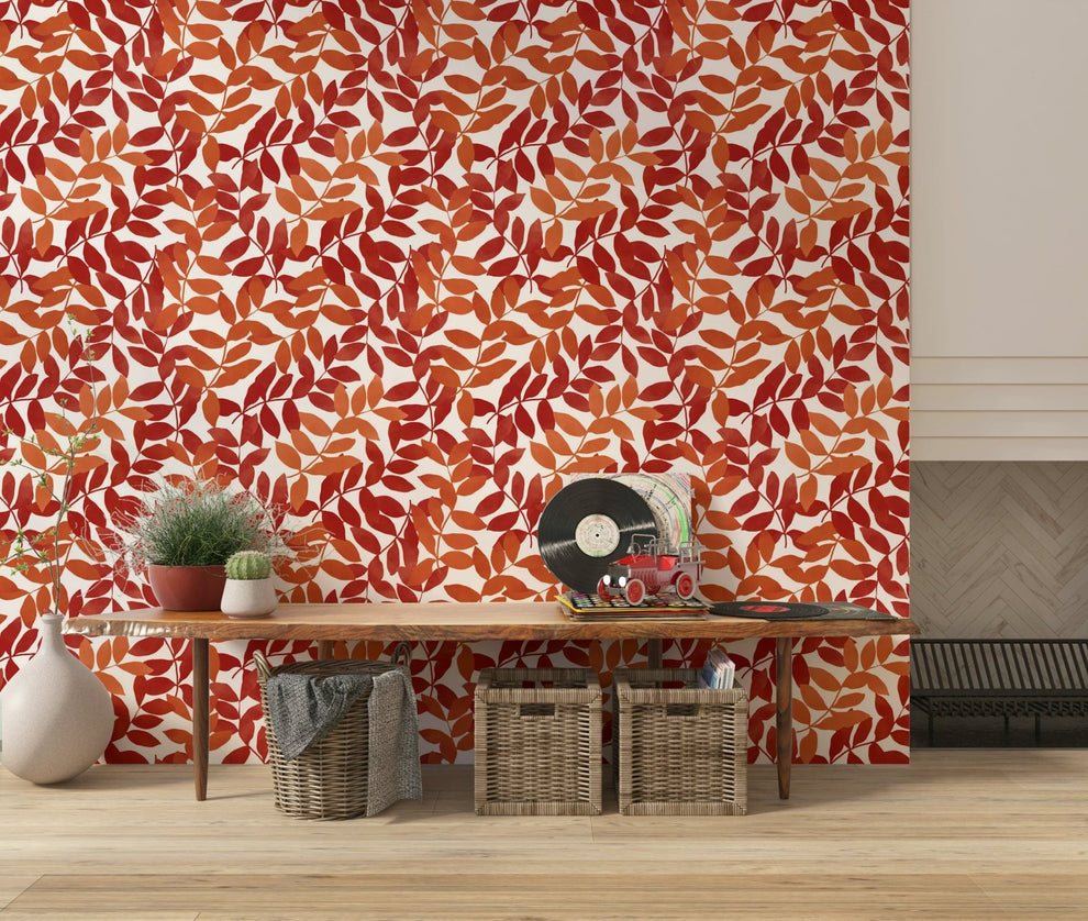 Rustic Leaves Wallpaper – Natural Botanical Pattern