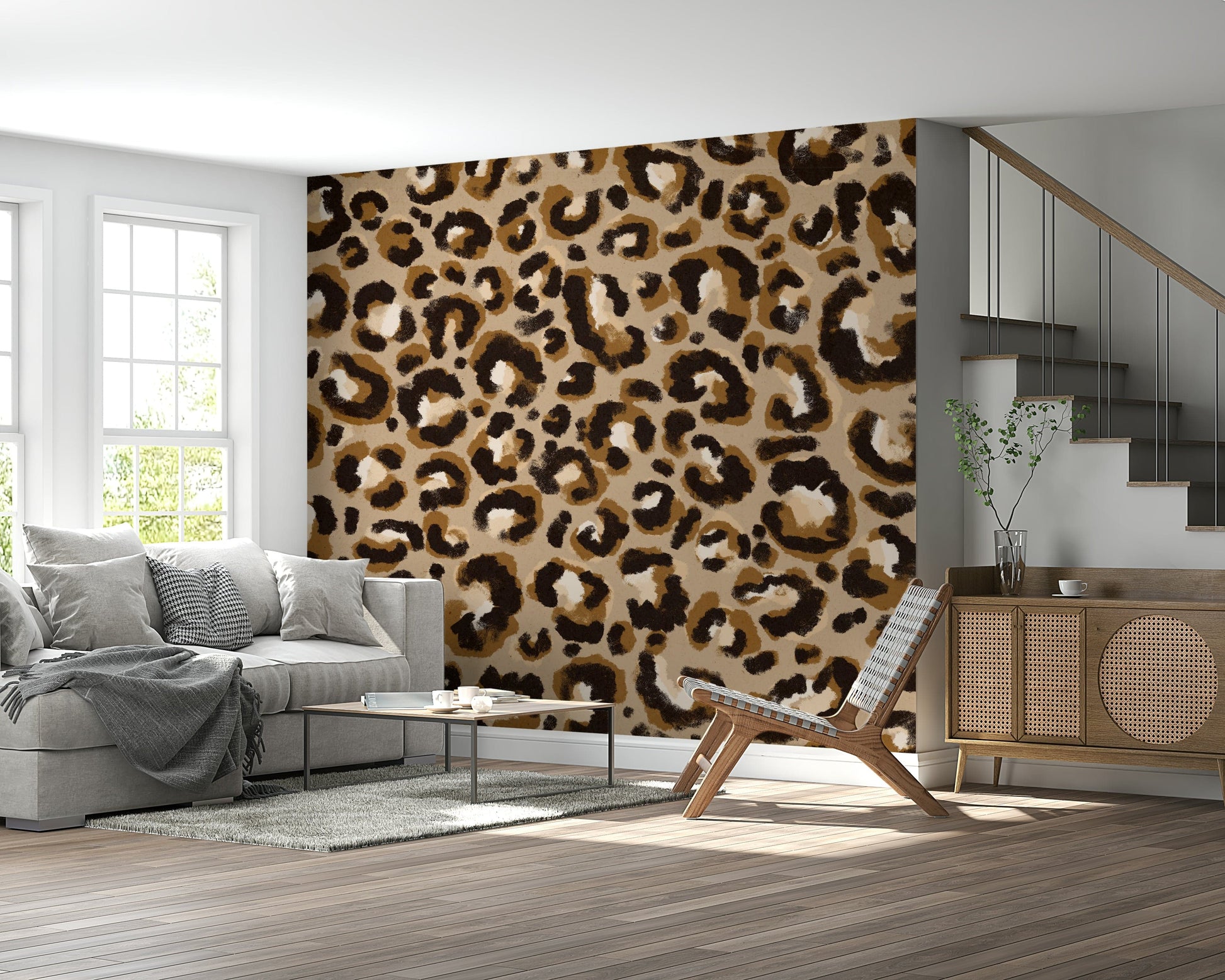 A contemplative wild animal wallpaper mural for a feature wall.
