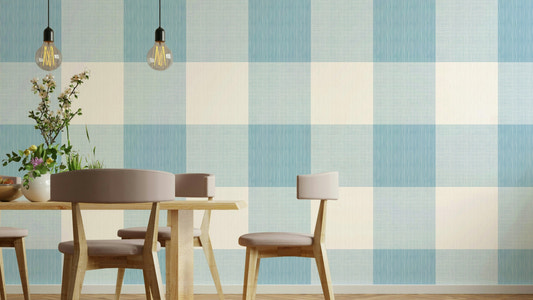 Light blue buffalo plaid wallpaper design

