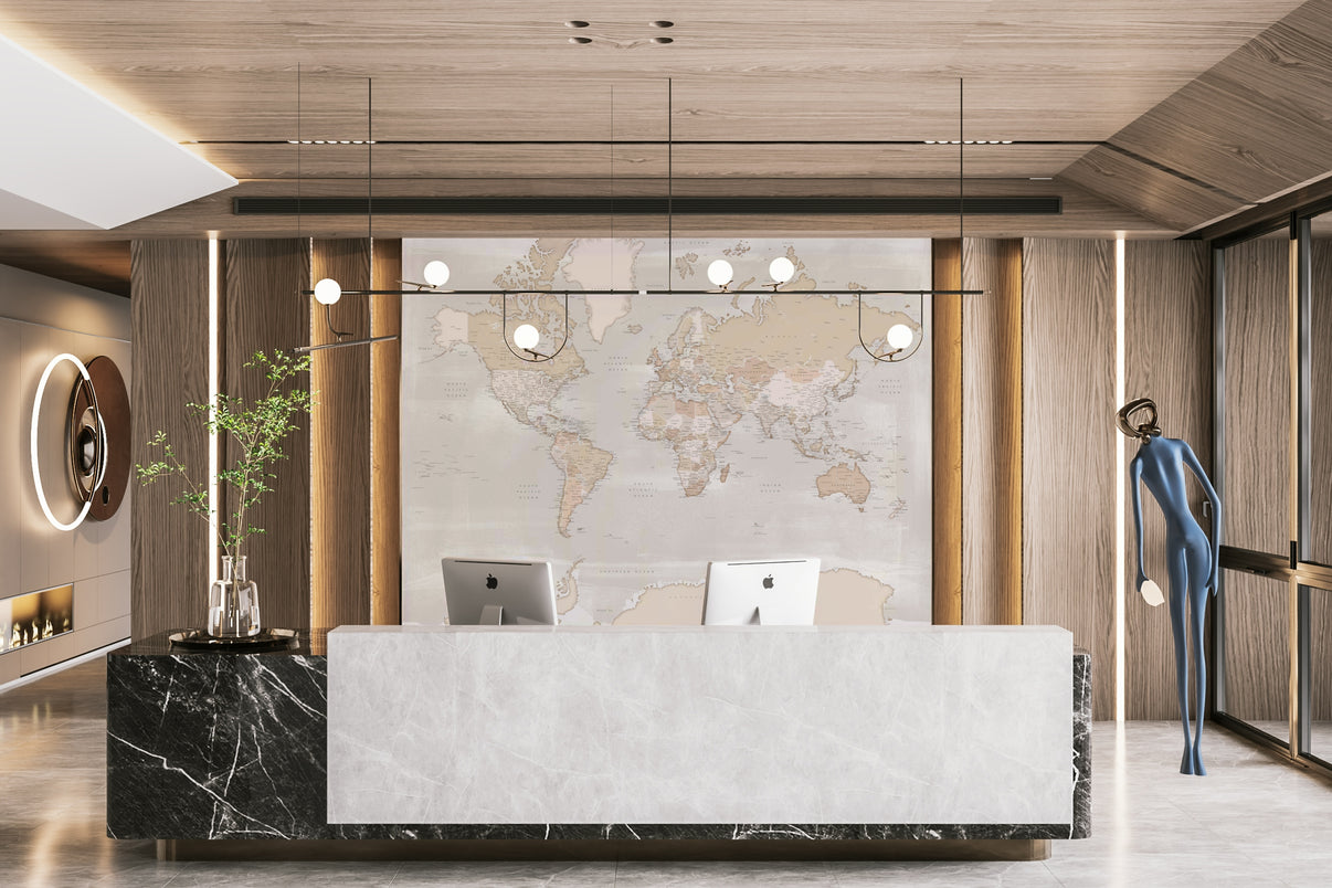 Rustic Map Wallpaper – Warm, Vintage Global Style