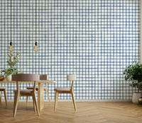Navy gingham wallpaper for cozy interiors
