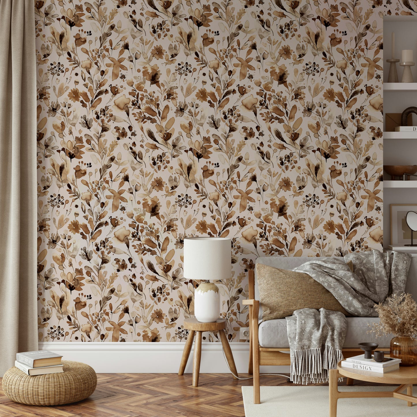 Wallpaper with rustic wildflowers and gentle botanical elements.

