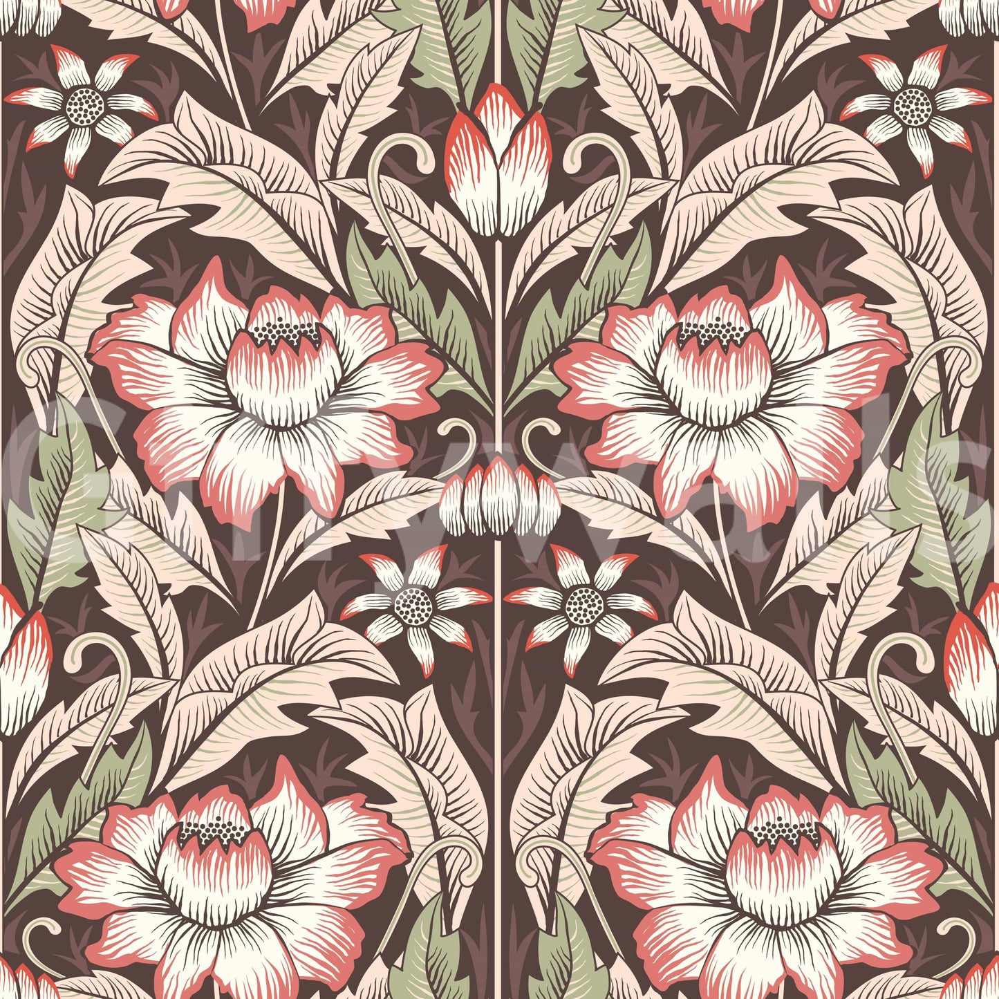 Timeless Garden – Rustic Red Wallpaper⁠