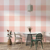 Vintage-inspired soft pink plaid wallpaper

