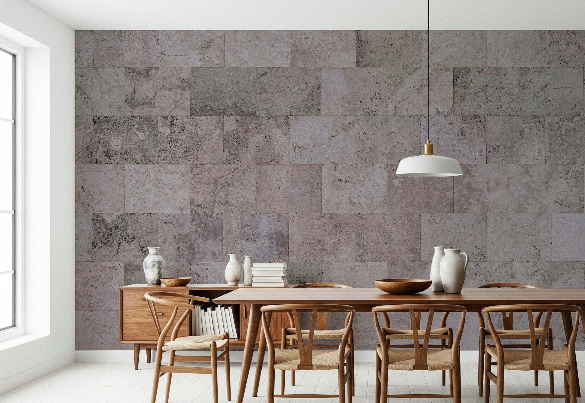 Wall mural showcasing rough, uneven blocks for a vintage, handcrafted look in living spaces.