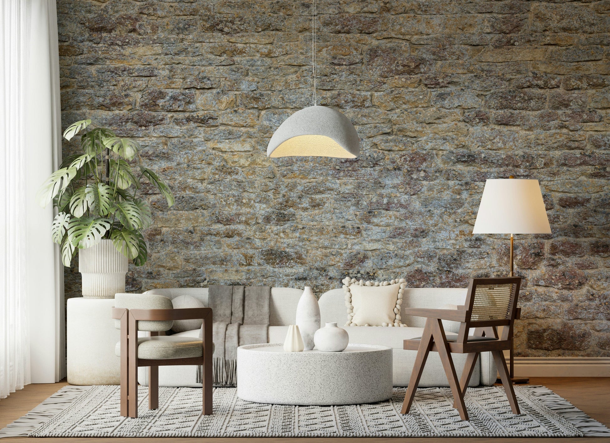 Natural Weathered Stone Brick design, old-world wall covering.